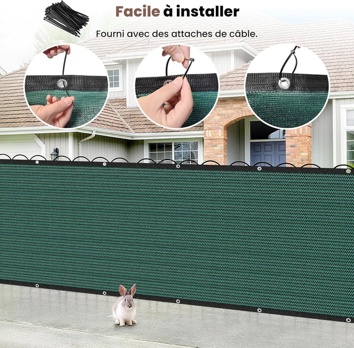 Zaunblende Sichtschutz Grün-Schwarz,1.2x15m, Sichtschutzzaun 90% HDPE-Schattennetz für den Aussenber