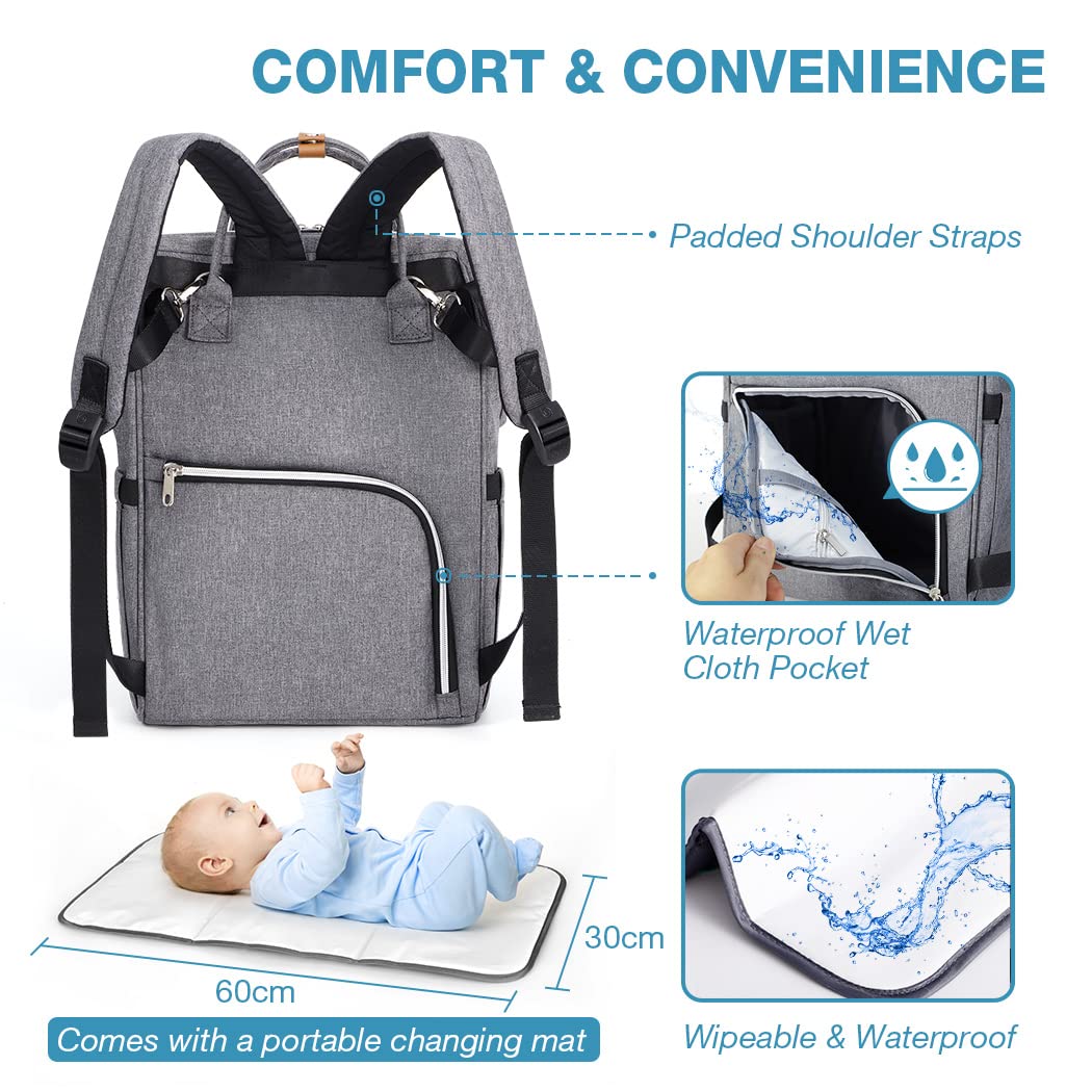 Lekebaby Baby Wickelrucksack Wickeltasche mit Wickelunterlage Multifunktional Grosse Kapazität Babyt