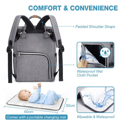 Lekebaby Baby Wickelrucksack Wickeltasche mit Wickelunterlage Multifunktional Grosse Kapazität Babyt