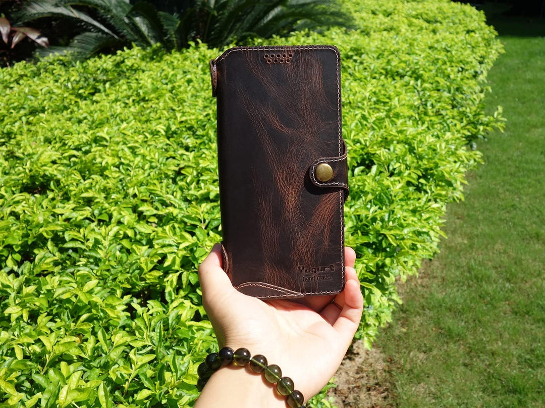 Yogurt Lederhülle für iPhone 14 Pro, Hülle Ledertasche Echtleder Case Handyhülle für iPhone 14 Pro,
