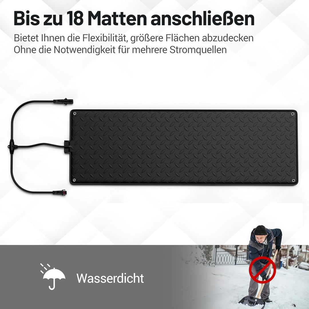 COSTWAY 25,5 x 76cm Gehwegmatte mit Heizung 40℃, Schneeschmelze Matte bis zu 18 Matten anschliessen,