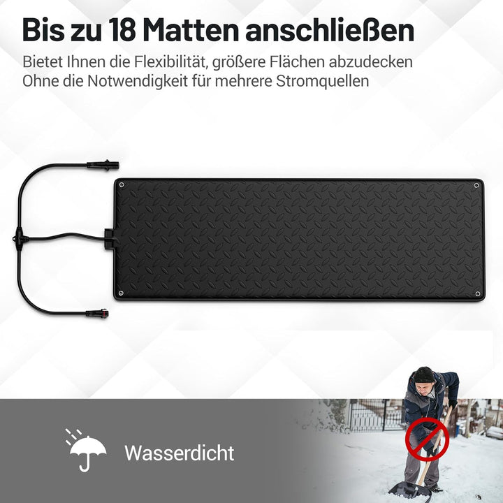 COSTWAY 25,5 x 76cm Gehwegmatte mit Heizung 40℃, Schneeschmelze Matte bis zu 18 Matten anschliessen,