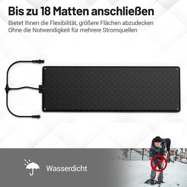 GYMAX Beheizte Schneeschmelzmatte 25,4 x 76,2 cm, rutschfeste Gehwegmatte bis zu 18 Matten anschlies