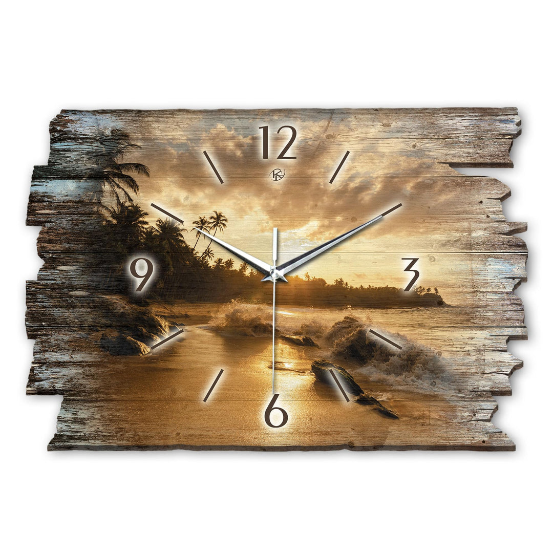 Kreative Feder Beach Landhaus Shabby Style Designer Wanduhr Quarzuhr aus Holz *Made in Germany leise