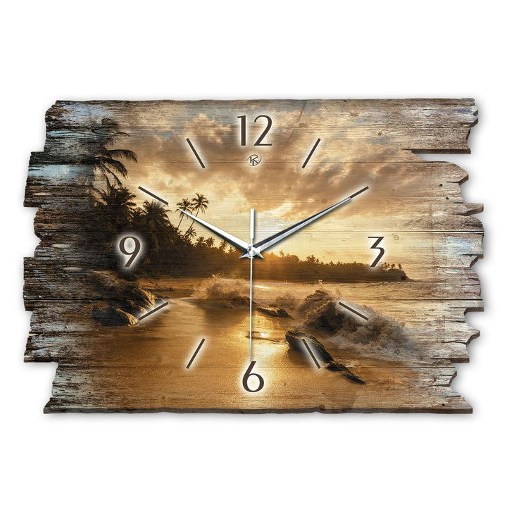 Kreative Feder Beach Landhaus Shabby Style Designer Wanduhr Quarzuhr aus Holz *Made in Germany leise