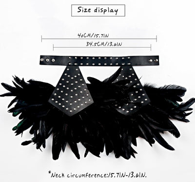 keland Gothic Leder Feder Epauletten Schulterklappen Schulterschmuck Umhang Schultertuch mit Halsrei