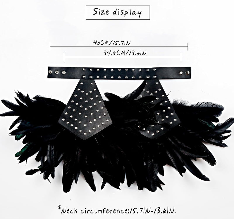 keland Gothic Leder Feder Epauletten Schulterklappen Schulterschmuck Umhang Schultertuch mit Halsrei