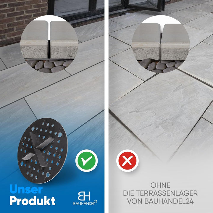 Bauhandel24 Fugenkreuze 3mm für Terrassenplatten Plattenlager Auflage Pads mit Teller Aussenbereich