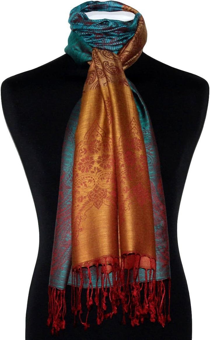 Lorenzo Cana Marken Herren Schal Schaltuch opulentes Muster in harmonischen Farben mit Fransen 70 cm