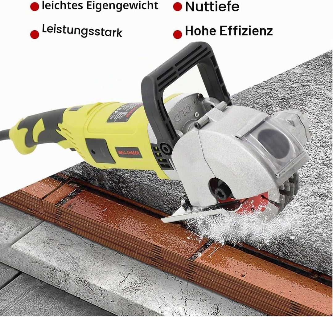 L-home 4000W 220V Elektrische Schlitzfräse, 7500U/min Wandfräse Mauernutfräse Mauerfräse mit 5 Sägeb