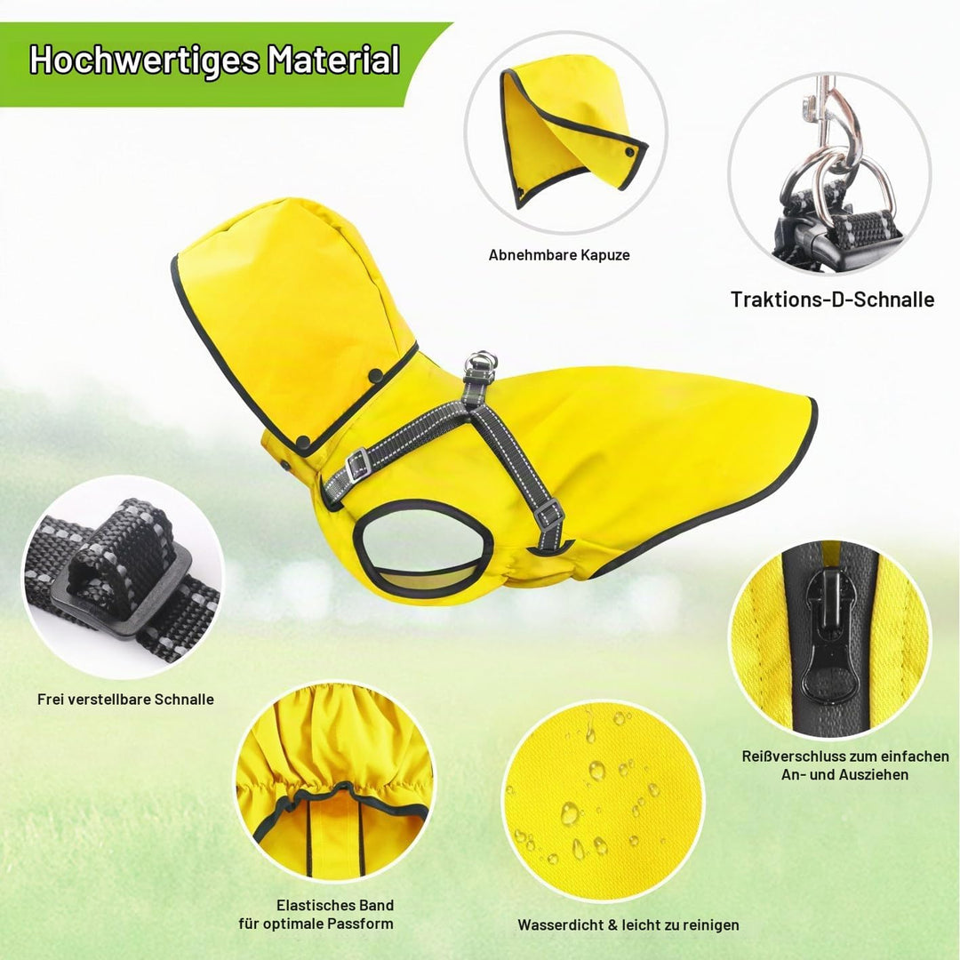 Mosucoirl Hunde Regenmantel Wasserdichter Hunde Kapuzenpullover Reflektierender Hunde Regenmantel mi