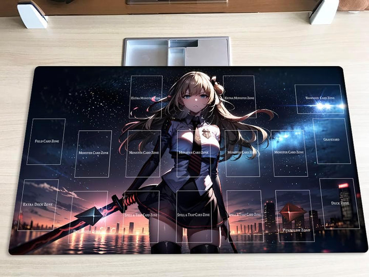 Mlikemat Spielmatte Sky Striker Ace – Raye TCG CCG OCG Sammelkartenspielmatte mit Zonen + gratis Tas