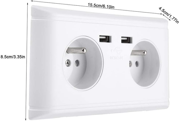 KSTE Multi-Funktions-EU-Stecker-Steckdose Steckdose mit Doppel-USB-Anschluss for Telefon 250 V Lade