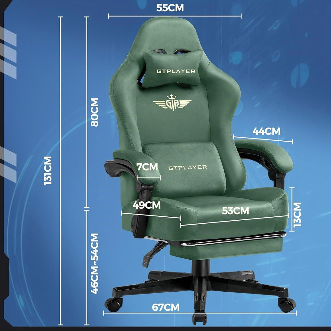 GTPLAYER Gaming Stuhl, Atmungsaktiver Bürostuhl, bürostuhl ergonomisch, Hochwertiger - Stoff, Ergono