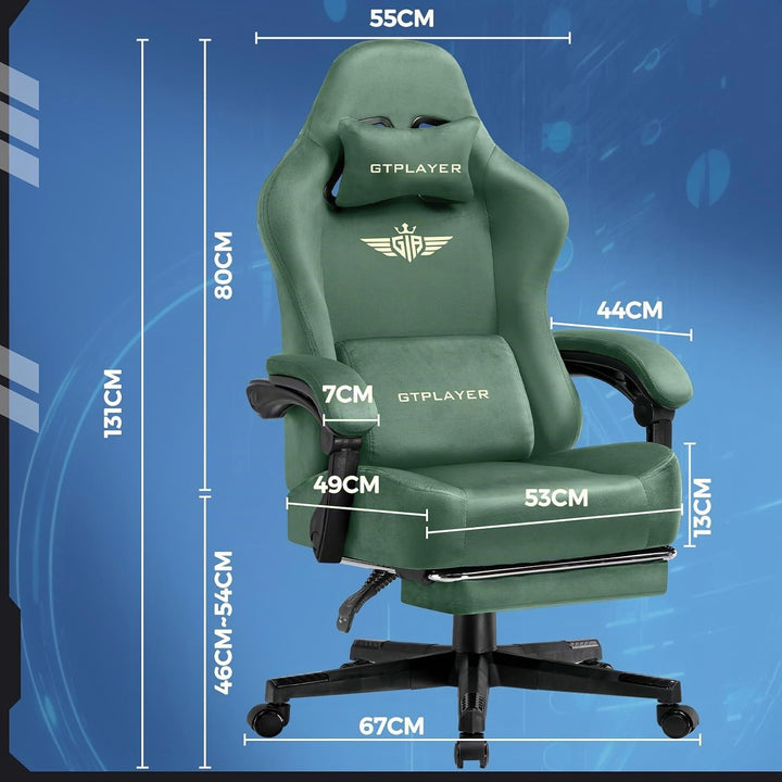 GTPLAYER Gaming Stuhl, Atmungsaktiver Bürostuhl, bürostuhl ergonomisch, Hochwertiger - Stoff, Ergono