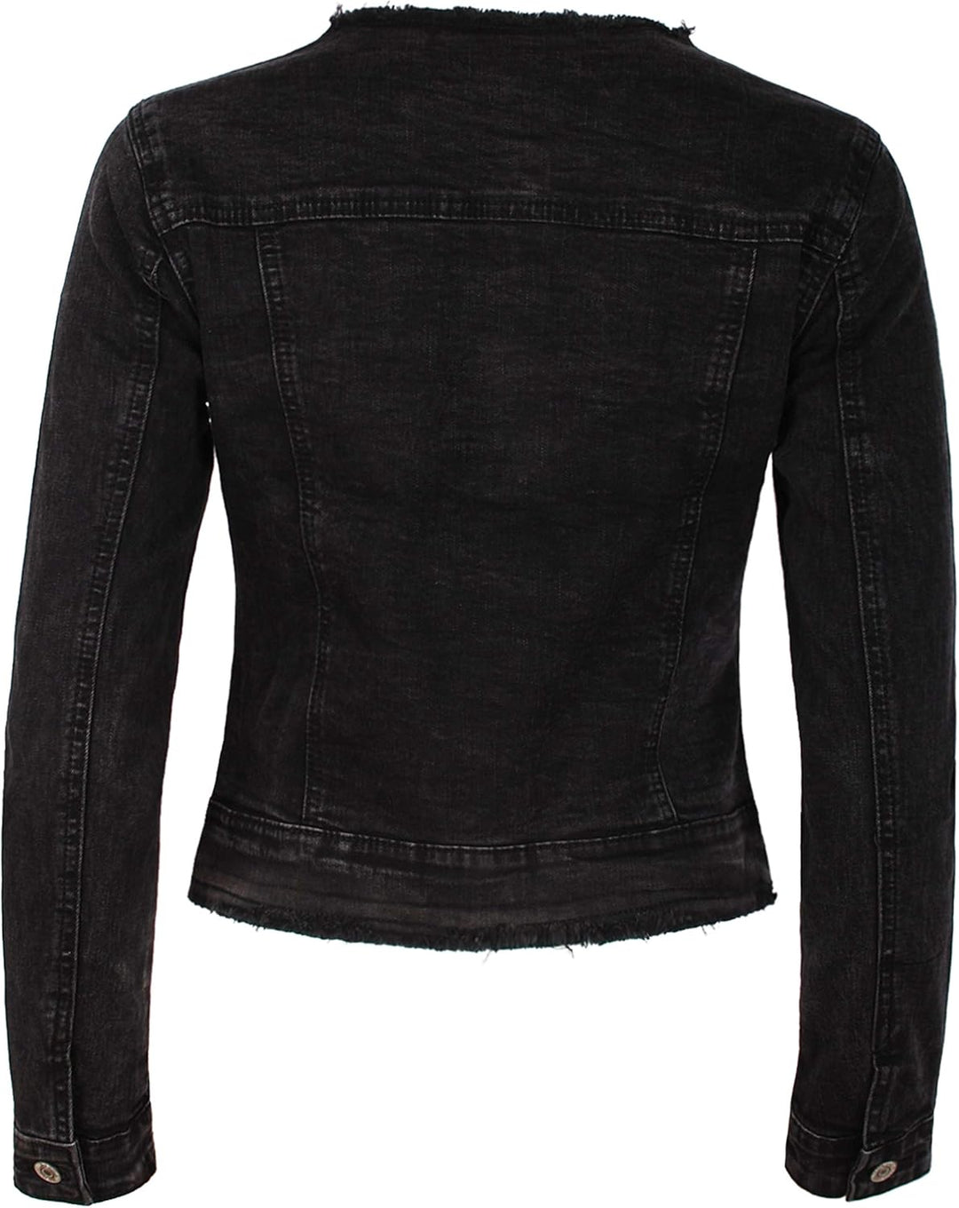 Fraternel Damen Jeansjacke ausgefranst Vintage Stretch XXL Schwarz, XXL Schwarz