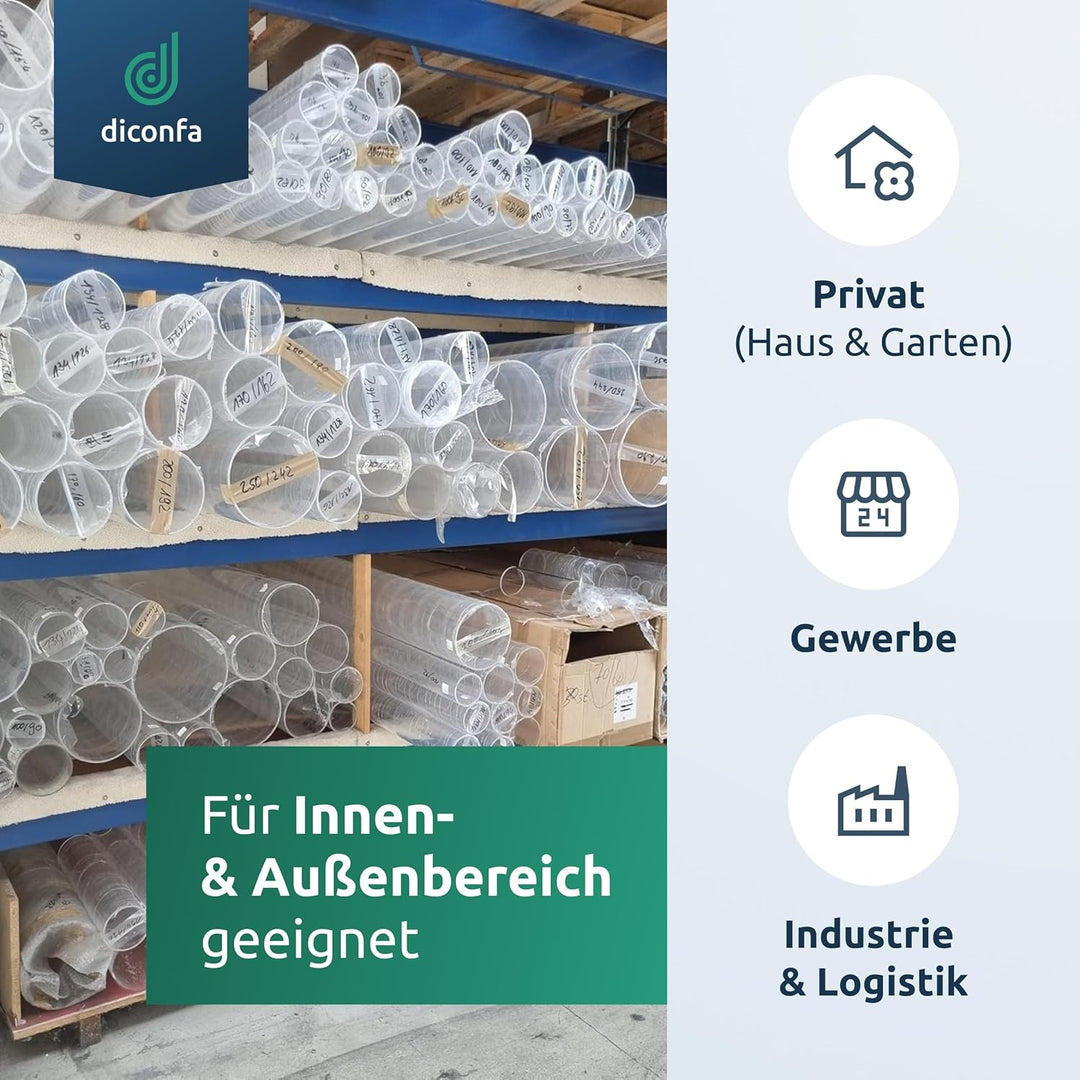 diconfa Acrylglas Kunststoff-Rohr glasklar - Ø 5 bis 500mm - LÄNGE 100mm bis 1500mm - AUSWAHL: Durch