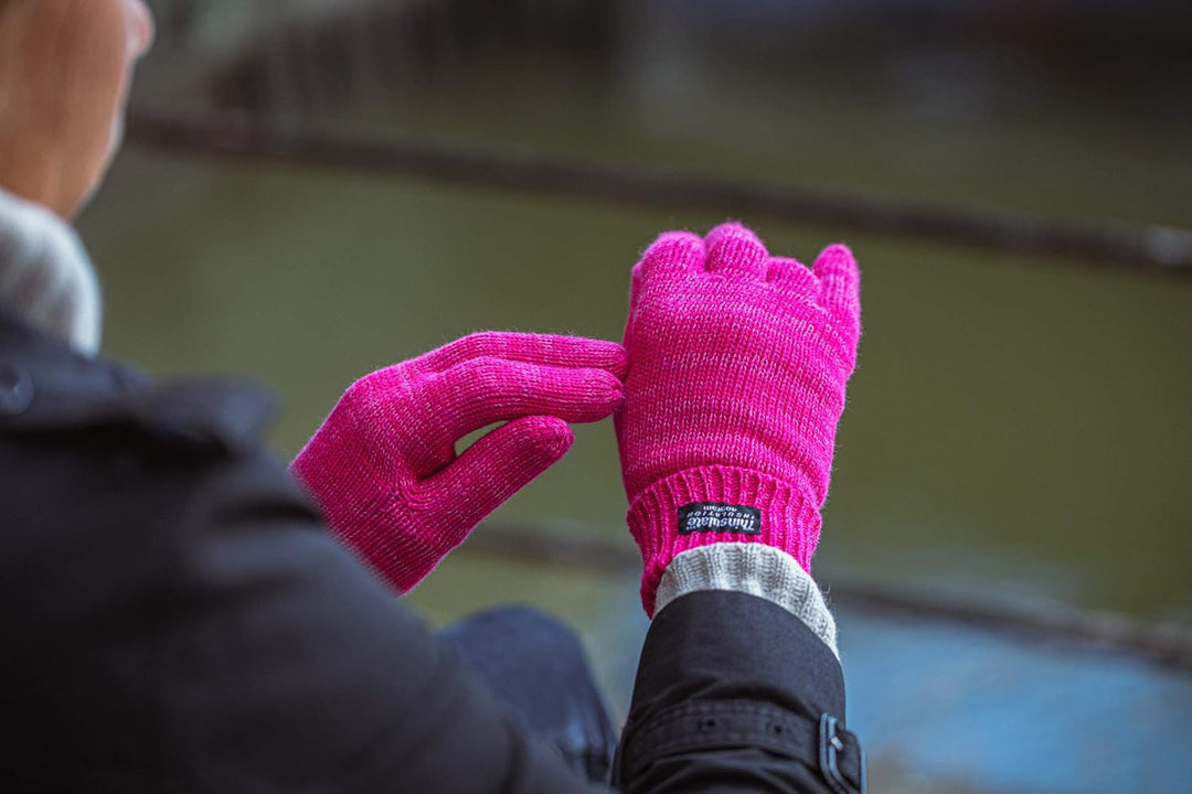 EEM Damen Strickhandschuhe, weiche Wolle, Thinsulate Thermofutter S-M Anthrazit, S-M Anthrazit
