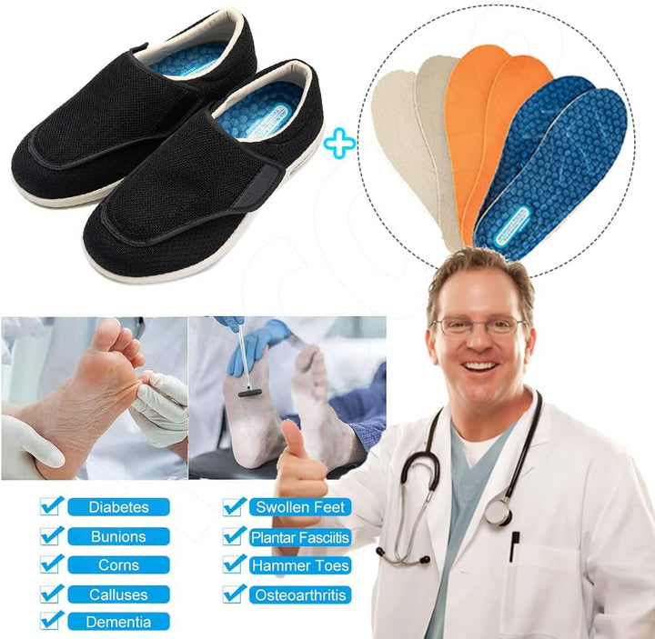 Aocase Diabetiker Schuhe für Geschwollene Füsse Senioren Schuhe Mit Klettverschluss rutschfest Atmun