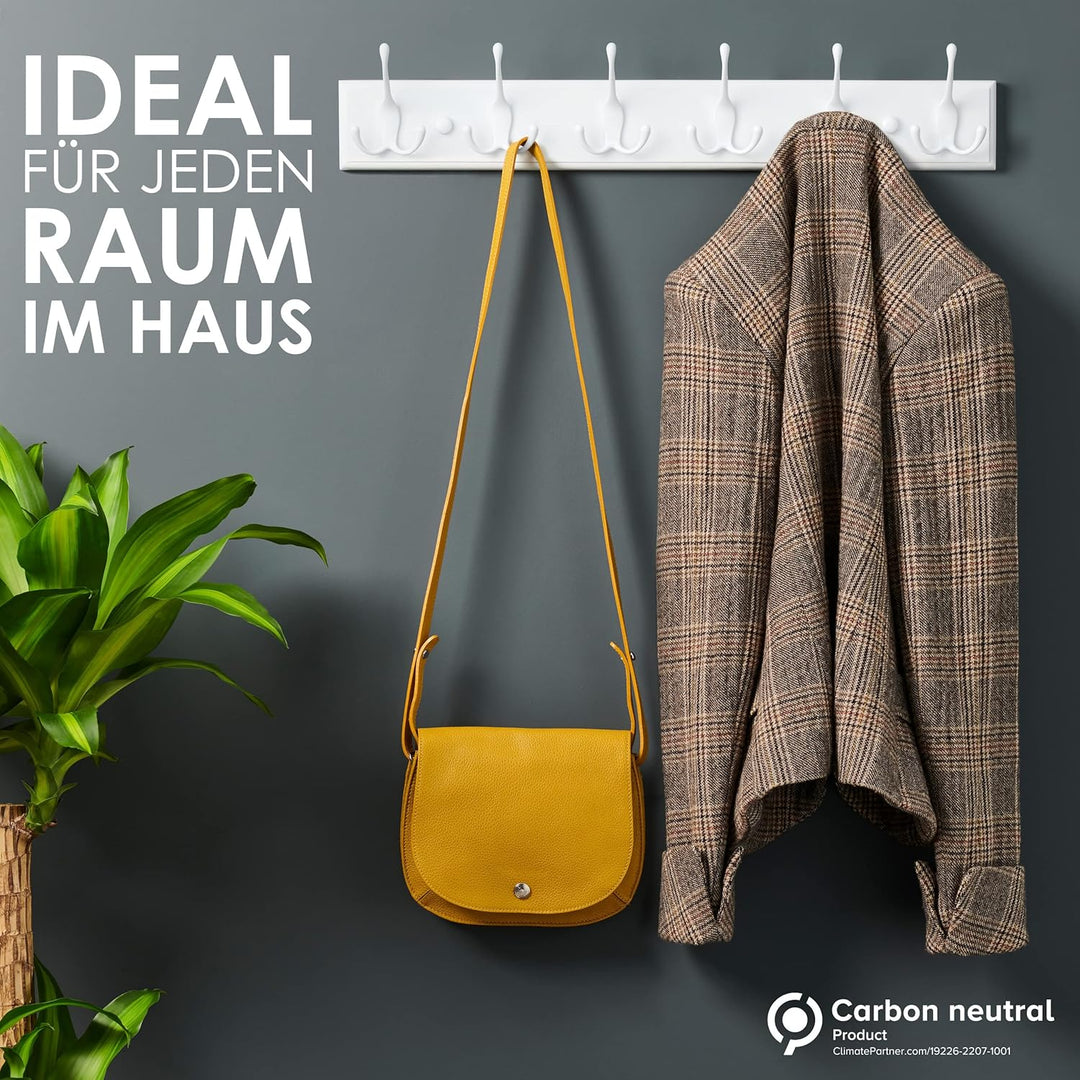 LARHN Garderobenhaken Weiss - Garderobenleiste Weiss mit 6 Haken - 59 cm - Kleiderhaken Wand - Wandg
