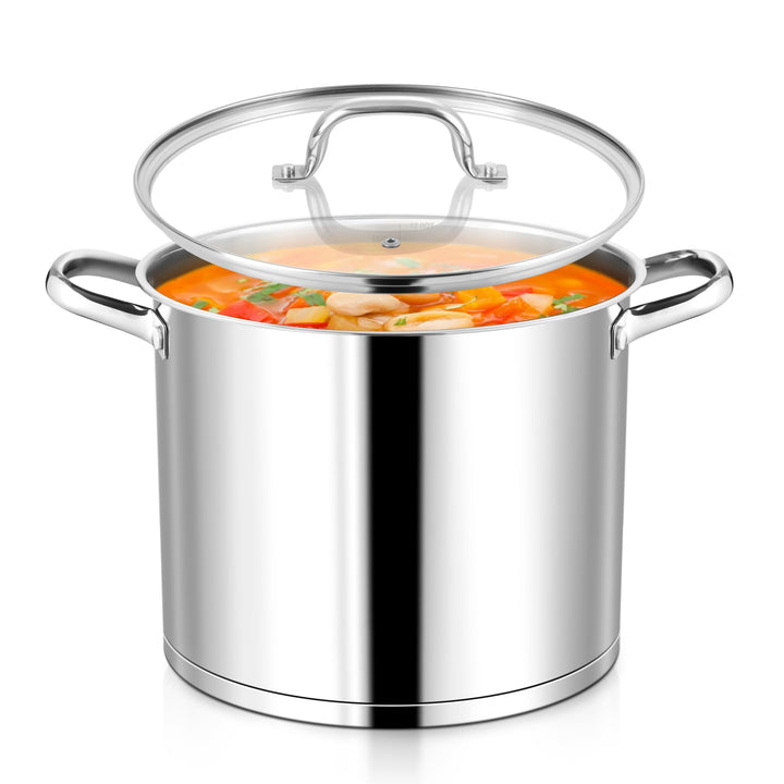 Homikit 9,4L Kochtopf, Edeastahl Topf Nudeltopf Induktion mit Glasdeckel, Suppentopf Fleischtopf aus