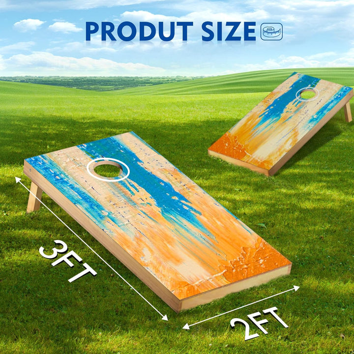 Cornhole Verordnung Grösse 91x60cm Massivholz Sackloch Spiel Set mit 2 Corn Hole Boards, 8 Sitzsack,