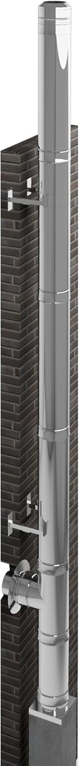 H&amp;M DW New-Line Schornstein-Paket 7,2m Ø 150mm Edelstahl Bausatz doppelwandig 25mm Isolierung 0,5mm
