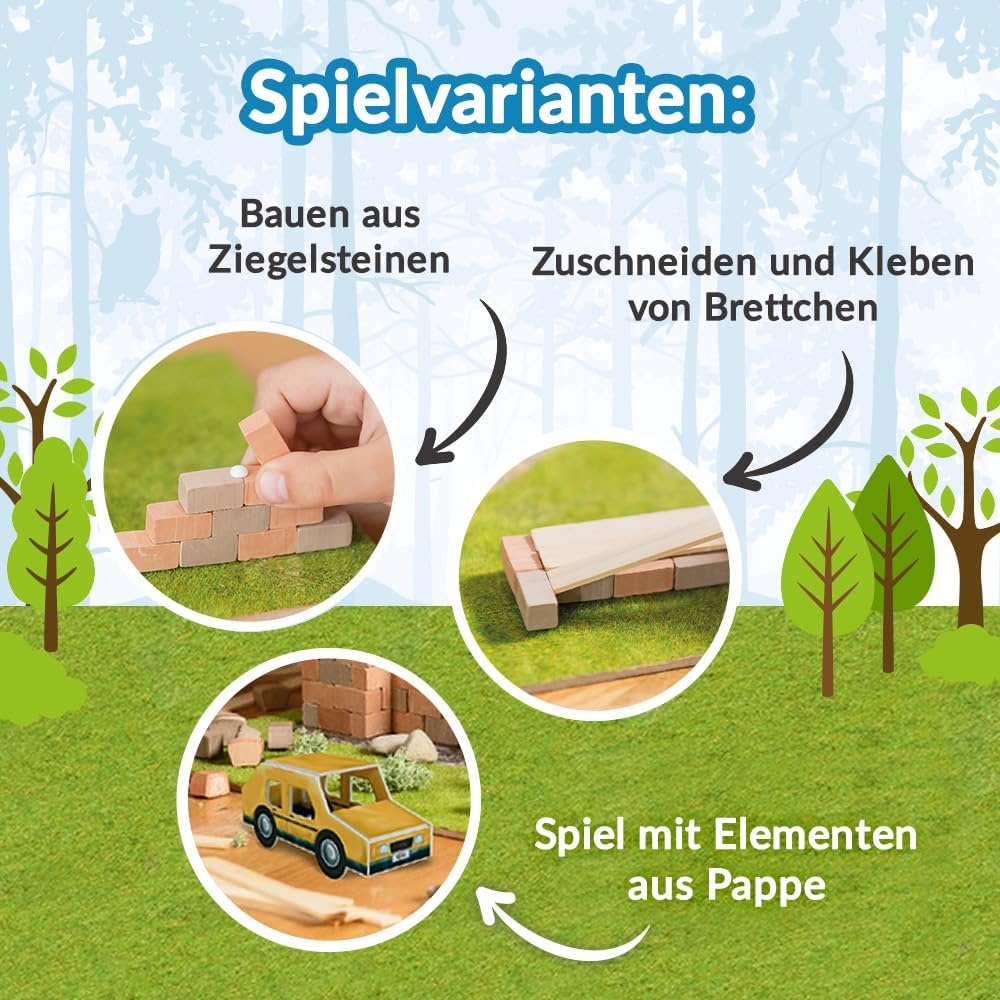 Trefl – Brick Trick: Haus/House - Bauen mit Ziegeln, EKO Echte Ziegelsteine, 290 Ziegel, für Kinder