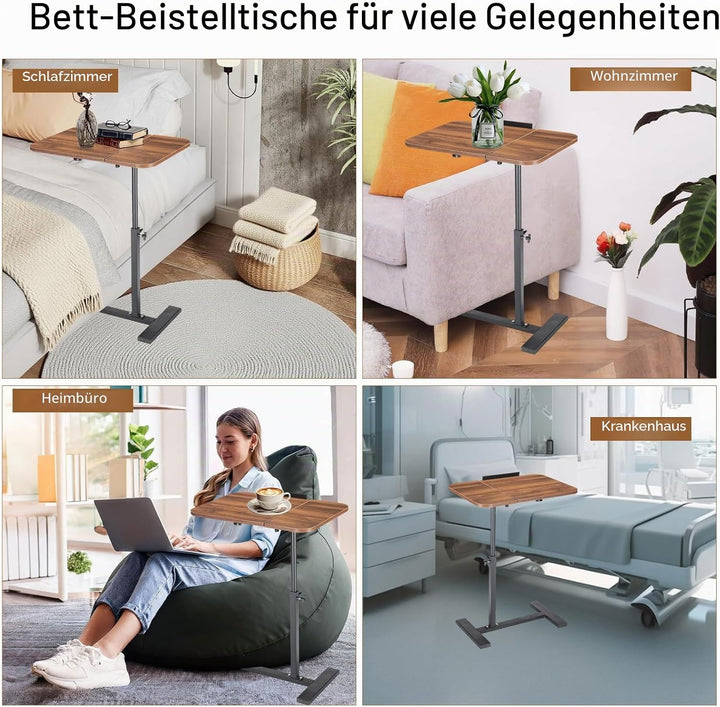 Simcat Verstellbarer Überbetttisch mit 2 neigbaren Schreibtischen, 60 × 40 cm Stehender C-förmiger L