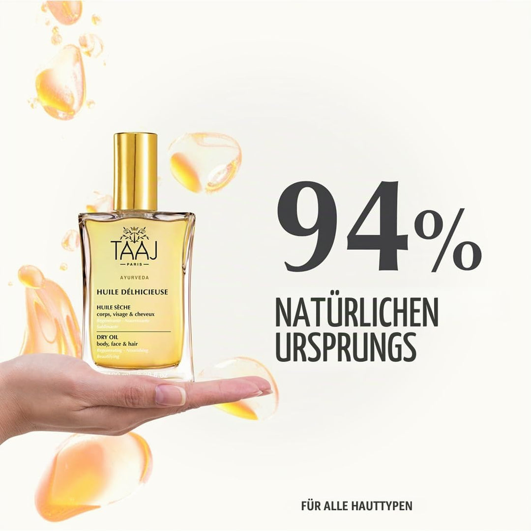 TAAJ | Huile Délhicieuse | Trockenes Schönheitsöl | Körper, Gesicht &amp; Haare | Nährt, schützt &amp; revit