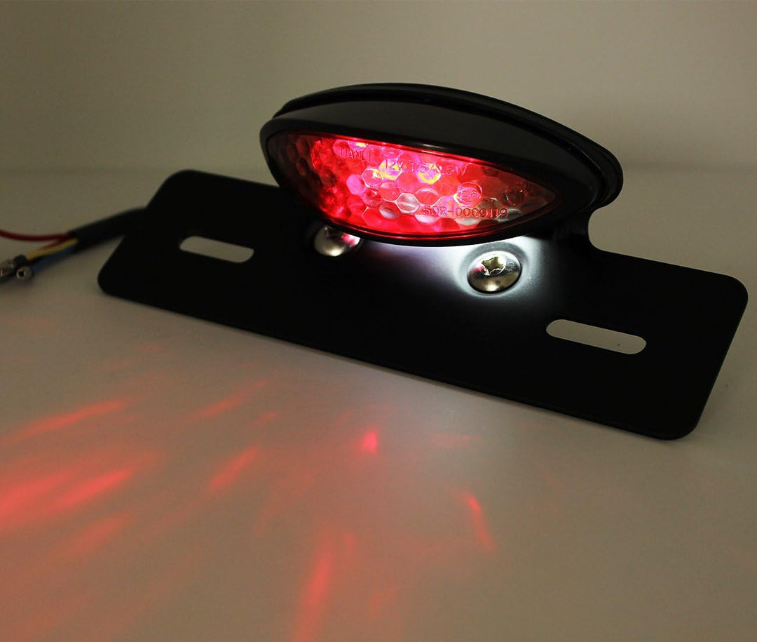 DREAMIZER 19 LED Motorrad Rücklicht Integriertes Nummernschild Bremsleuchte hinten für Racer Bobber