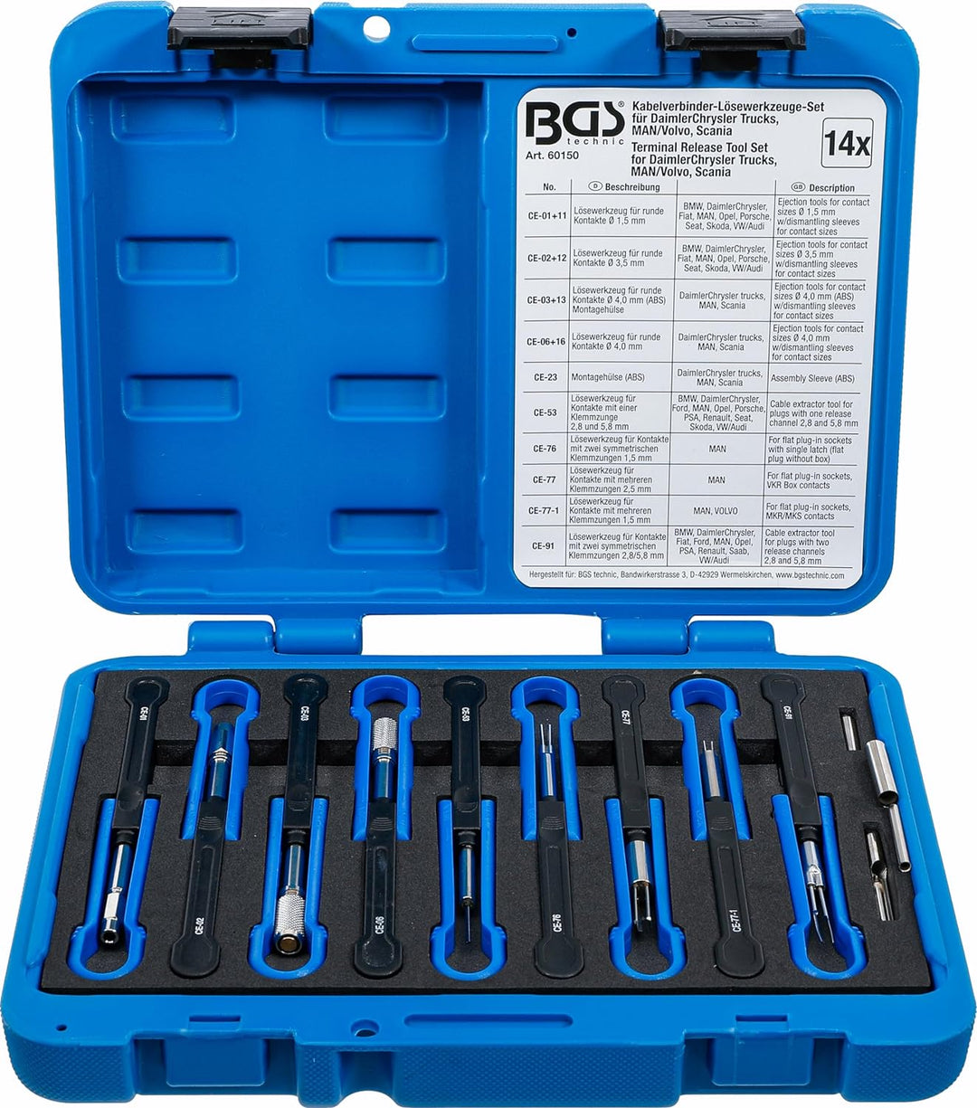 BGS 60150 | Kabelverbinder-Lösewerkzeug-Satz | für MAN, Volvo | 14-tlg.