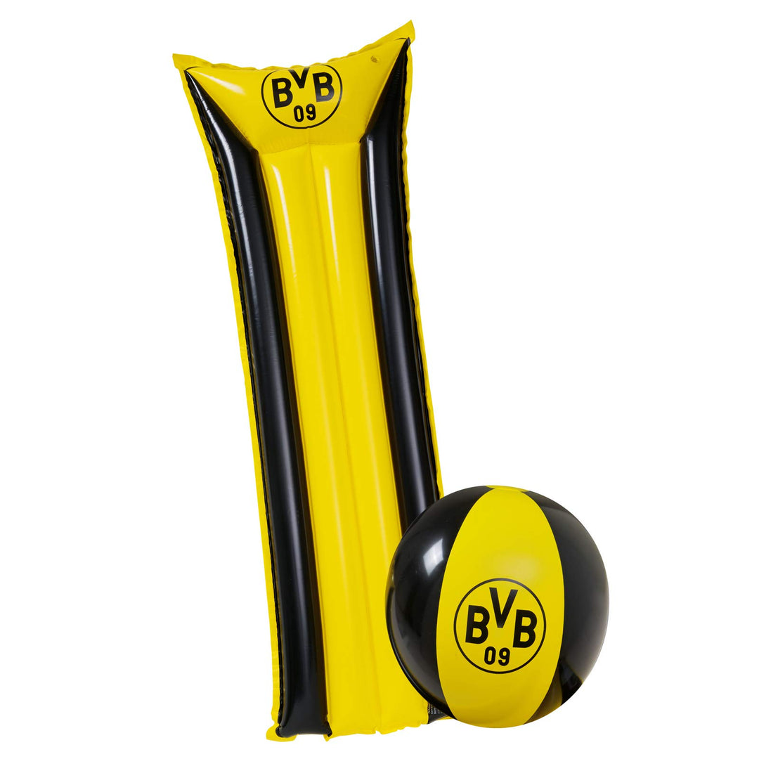 Borussia Dortmund Luftmatratze + Wasserball Set (one size, schwarz/gelb)