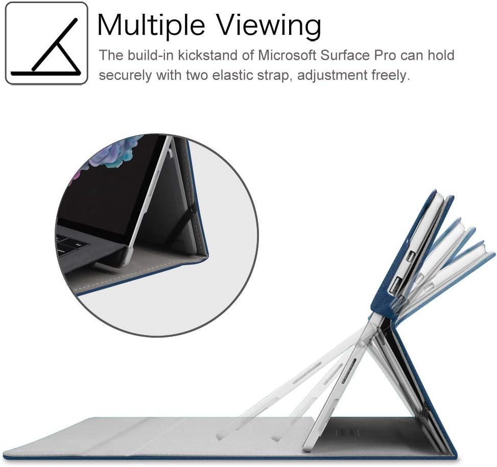 FINTIE Hülle für Microsoft Surface Pro 7+/ 7/6/ 5/4/ 3 Tablet 12.3 Zoll - Multi-Sichtwinkel Hochwert