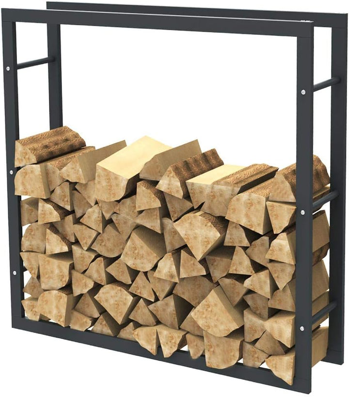 BAKAJI Vertikaler Holzständer Rechteckiges Regal aus Metall Holztür für Innen Aussen Holz Haus Garte