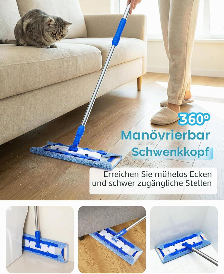 MR.SIGA Professionelle Mikrofaser-Wischmop Bodenwischer Reinigung für Hartholz-, Laminat-, Fliesenbo