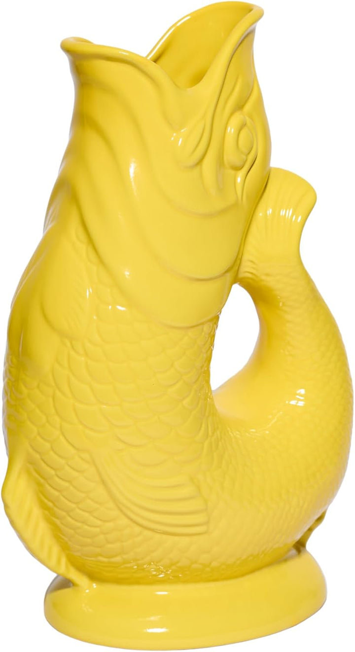 Gluckigluck Karaffe XL Zitronengelb – 1,2 l – Original Gluggle Jug aus England – Wasserkrug mit Gluc