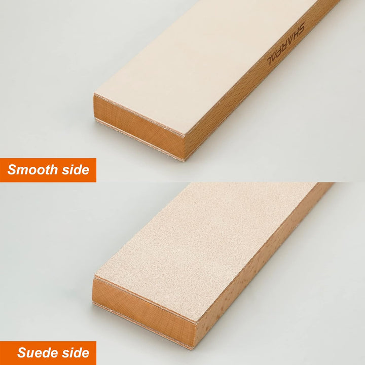 SHARPAL 205H Doppelseitiger Leder-Streichriemen (330 x 60 mm) Kit mit 53g Polierpaste und Winkelführ