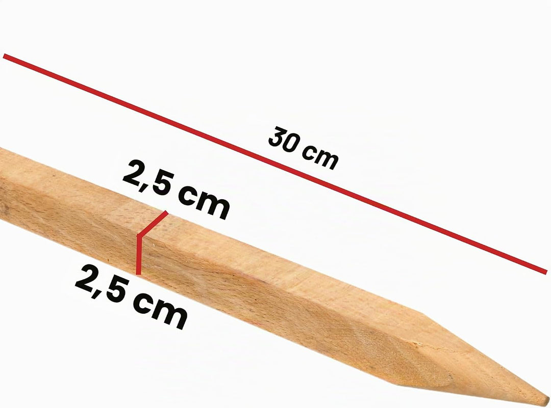 Buchenholz Holzpflöcke &amp; Holzpfähle Quadratisch 25 Stück - Längen 30 cm - Ideal für Zaunpfosten, Zau