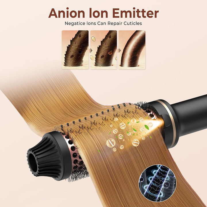 UMIGA Thermobürste 3 in 1, 38mm Thermal Brush LCD 120-200℃ Dual PTC Heated Round Brush,Lockenbürste,