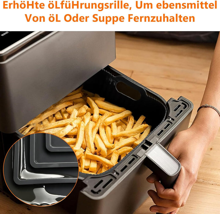 23CM Silikonform für Heissluftfritteuse, 2PCS Airfryer Zubehör XXL Silikon Backform für COSORI 6,4L,