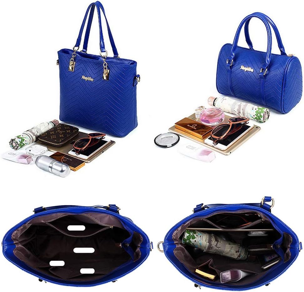 AlwaySky Damen Handtaschen Set 6 Stück PU-Leder Top Griff Tasche Frauen Shopper Geldbörse Umhängetas