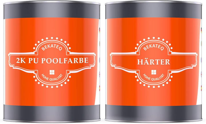 BEKATEQ 2K PU Poolfarbe Brillantblau 1kg I Glänzende Schwimmbadfarbe für Poolbecken aus GFK, Polyest