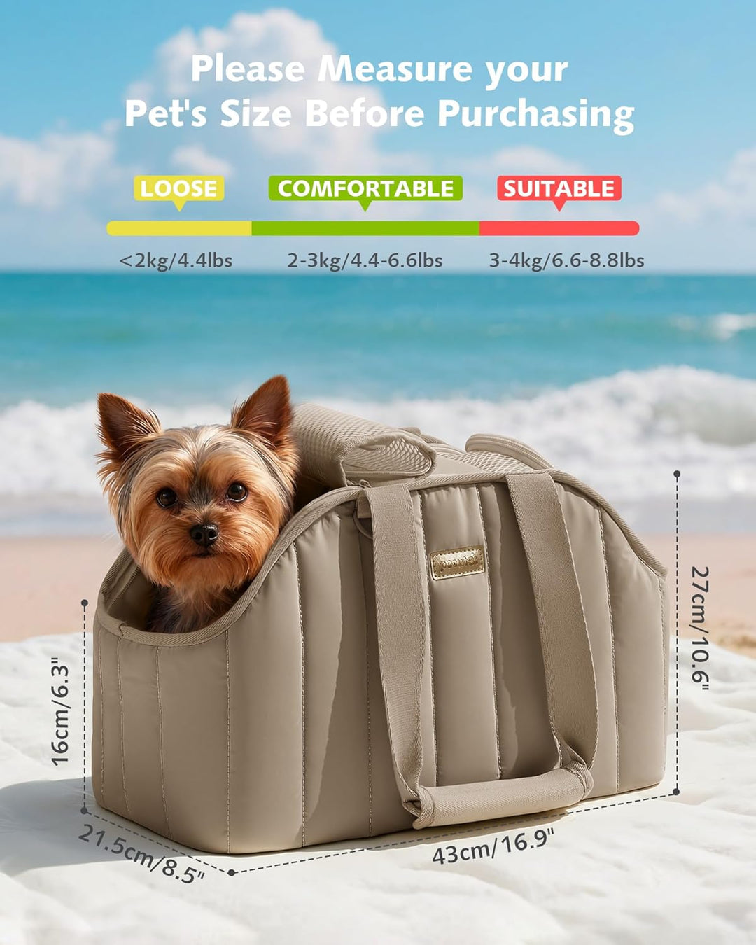 pecute Hundetasche für Kleine Hunde 4kg, Tragetasche Hund Hundetragetasche Leichte, Faltbare Hundetr