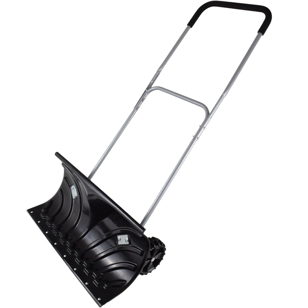 Agora-Tec® Schneeschieber Mobile mit Rädern mit extra-Breiten Kunststoffblatt von 66 cm, schwenkbare