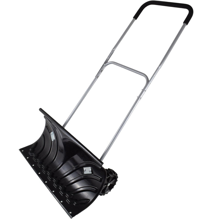 Agora-Tec® Schneeschieber Mobile mit Rädern mit extra-Breiten Kunststoffblatt von 66 cm, schwenkbare