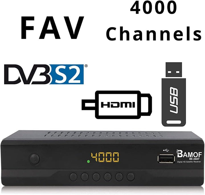 Bamof BE-2607 Digital Satelliten Sat Receiver - (HDTV, DVB-S/S2, HDMI, SCART, 2X USB 2.0, Full HD 10