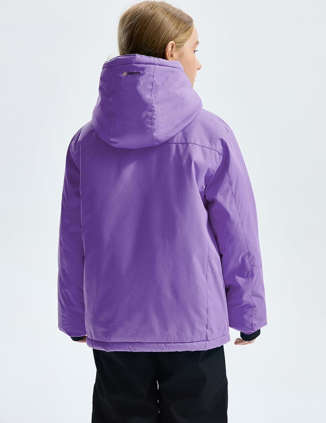 GEMYSE Mädchen Wasserdichte Skijacke Winddichte Fleece Outdoor Winterjacke Regenjacke mit Kapuze 128