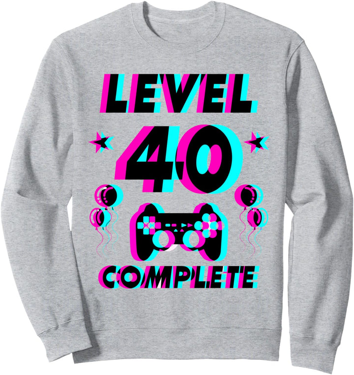 Level 40 Complete 40. Geburtstag - Zocker Gaming Vaporwave Sweatshirt