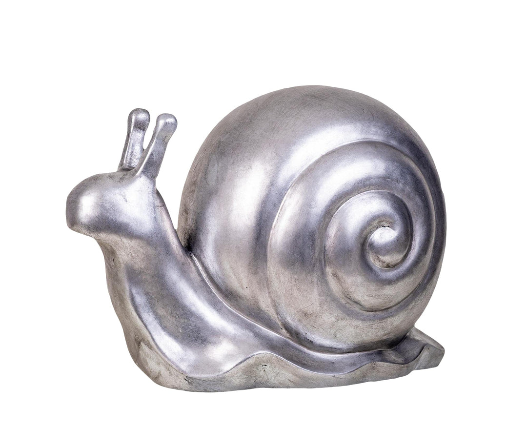 IDYL Moderne Skulptur Figur Sandsteinguss Schnecke |silberfb. | 51x30x36 cm | Dekorationsfigur für j